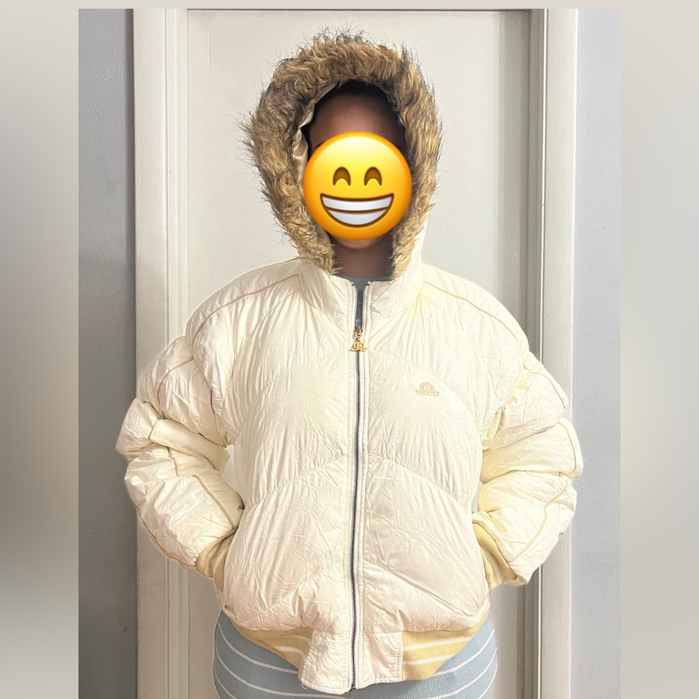JLO by Jennifer Lopez White and Gold reversible coat